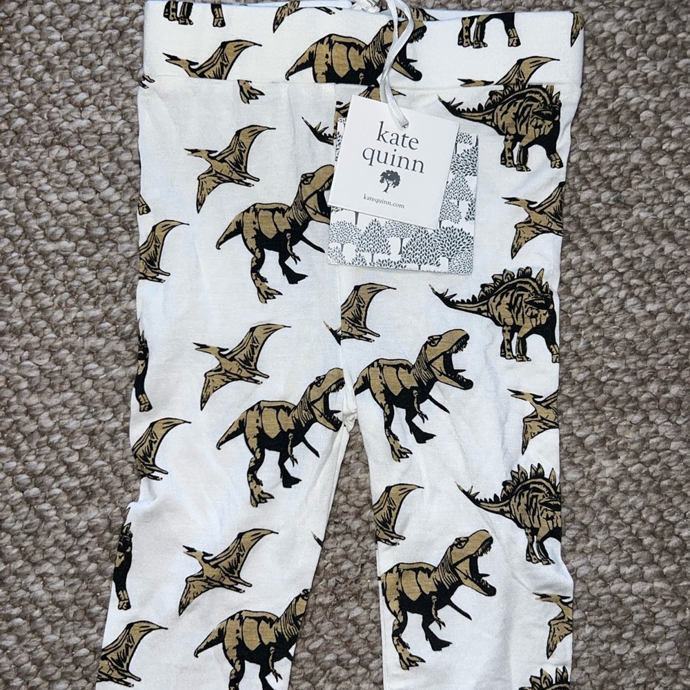 Kate Quinn Cream Dinosaur Print Leggings